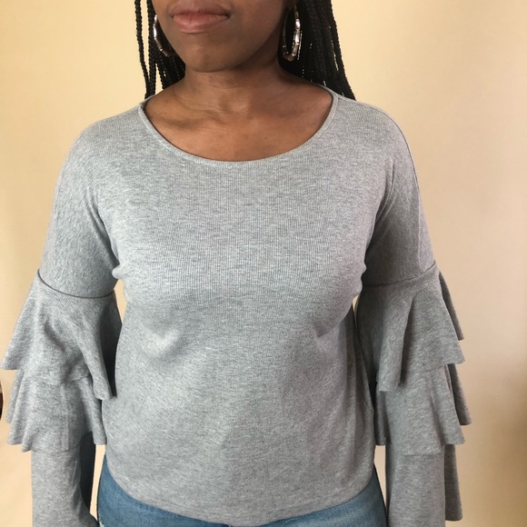 Tiered Sleeve Ribbed Long SleeveTop - Picture 2 of 15